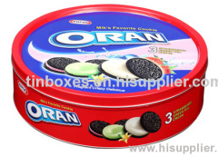 Round biscuit tin box