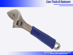 8" Polished Chrome Plated adjustable wrench with soft grip