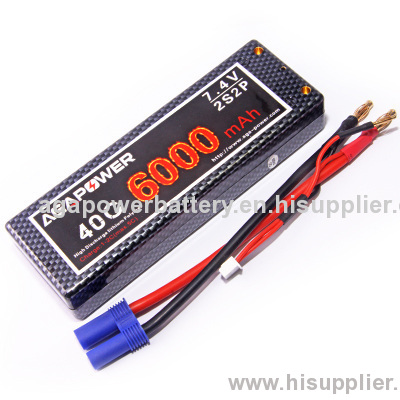 AGA Power Lipo Battery 6000mah 40c 7.4V 2S2P for RC Cars