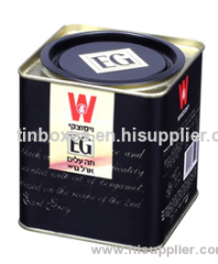 Lever lid tea tin box