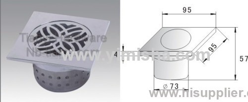 Brass Chrome Plated Floor Drain with Outlet Diameter 73mm