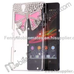 Glittering Rhinestone Bowknot Pattern Transparent Hard Case for Sony L36h Xperia Z L36i Yuga C6603 C6602 C660X