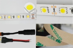 single color or RGB 5050 SMD LED Strip lights, white pcb, 60led per m