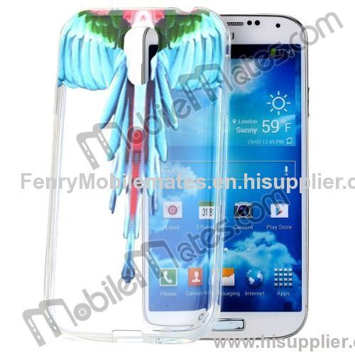 Blue Eagle Tail Transparent Back Cover TPU Case for Samsung i9500 Galaxy S4 i9505 i9508