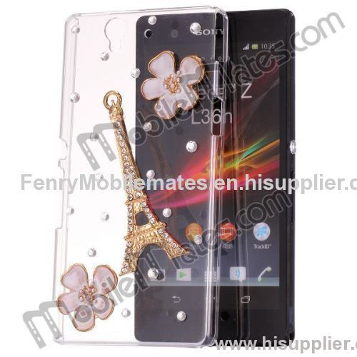 3D Eiffel Tower Crystal Diamond Transparent Hard Case for Sony L36h Xperia Z L36i Yuga C6603 C6602 C660X