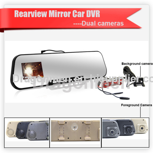 Manufacture Car Rearview Mirror DVR recorder dual cameras/lens Full HD 1080p 2.7" LCD dash cam