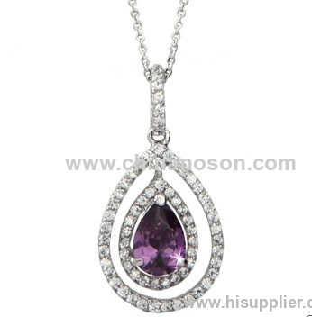 Pearcut Shape Amethyst CZ Necklace