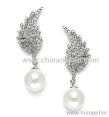 CZ & Pearl Retro design Dabgle Earrings