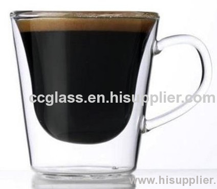 Clear Borosilicate Double Wall Glass Coffee Cups For Caffe Latte