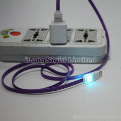 Smiley Face 8 Pin Flat Noodle LED Lighting USB Data Sync and Charger Cable for iPhone 5