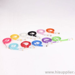 Smiley Face 8 Pin Flat Noodle LED Lighting USB Data Sync and Charger Cable for iPhone 5