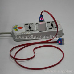 Smiley Face Luminescence LED 30 Pin Lightning USB Flat Noodle Data Sync and Charger Cable for iPhone 4 4s