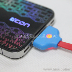 Smiley Face Luminescence LED 30 Pin Lightning USB Flat Noodle Data Sync and Charger Cable for iPhone 4 4s