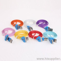 Smiley Face Luminescence LED 30 Pin Lightning USB Flat Noodle Data Sync and Charger Cable for iPhone 4 4s