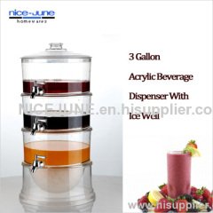 3 Gallon Acrylic Poly Pro Beverage Dispenser With Ice Well