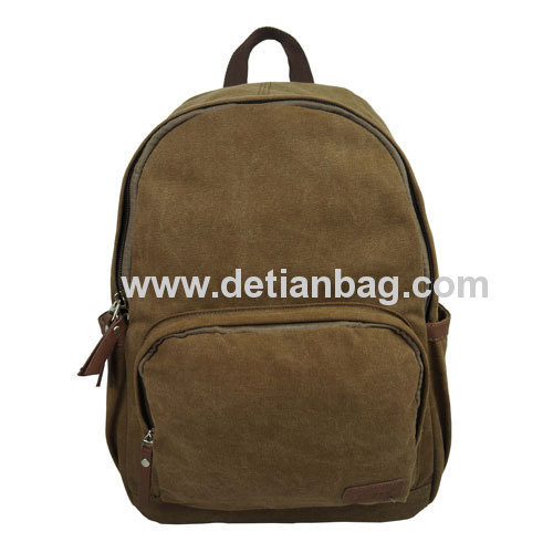fashion cool brown canvas school backpack for boys for college