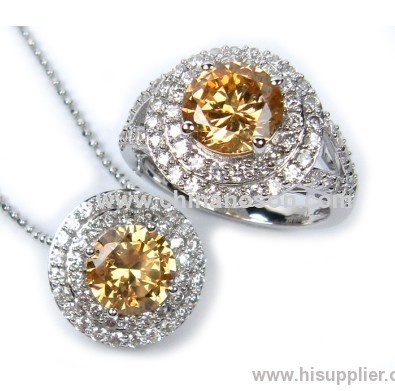 Chic copper topaz CZ jewellery set for ladies