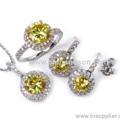 Copper topaz jewellery set with cubic zirconia stones