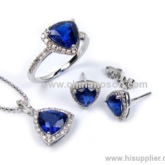 10.25 carat Concave-Cut Blue Sapphire Pendant Earring Set