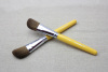 Natural wood handle cosmetic contour brush