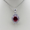 925 Silver Gemstone Jewelry Oval Cut created Garned and Cubic Zircon Diamonds Pendant