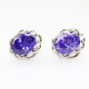 925 Silver Amethyst Stud Earrings .Fashion Jewelry ,Gemstone Earrings