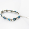 Sterling silver jewelry created blue topaz and clear cubic zircon link bracelet