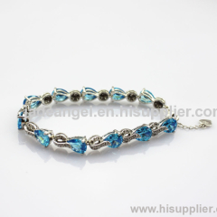 925 silver bracelet,fine jewelry created garnet and clear cubic zircon link bracelet