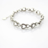 Fashion Jewelry 925 Sterling Silver Pave Clear Cubic Zircon Heart Link Bracelet