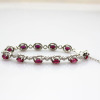 fashion silver jewelry solid 925 silver bracelet with 5x7mm oval cut created ruby and clear cubic zircon jewelry