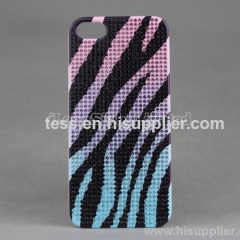 brand new for Colorful Zebra-stripe Diamond Plastic Case For iPhone 5