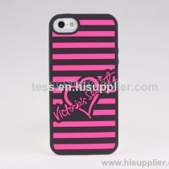 2013 fashion and brand new Silicon Case For iPhone 5 with Victorials Secret Heart Stripe desgin