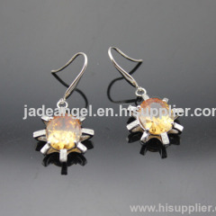 925 silver jewelry,fashon silver oval cut garnet cubic zircon dangel earrings
