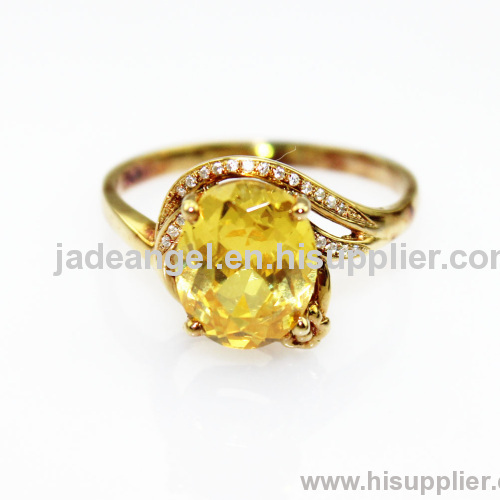18K gold plated 925 silver ring,fashion jewelry created topaz and clear cubic zircon ring