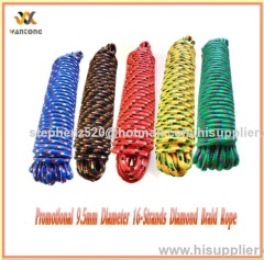 Promotional 9.5mm Diameter 16-Strands Diamond Braid Rope