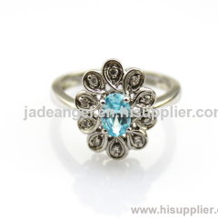 925 silver jewelry oval cut amethyst cubic zircon gemstone ring