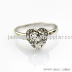 New Designer Jewelry 925 Silver Pave Created Diamonds Heart Ring