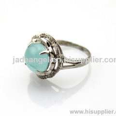 Hot Sale Fashion Jewelry 925 Silver Blue Jade Ring Gemstone Jewelry