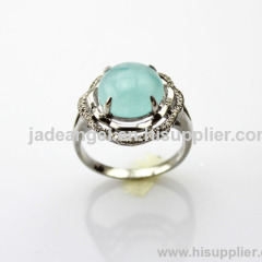 Hot Sale Fashion Jewelry 925 Silver Blue Jade Ring Gemstone Jewelry