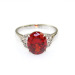 Jade Angel Fashion Sterling Silver Ring with 8x10mm Oval Cut Garnet and Clear Cubic Zircon