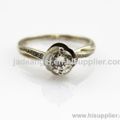Hot Sale Solid Sterling Silver with 6mm Created Diamonds Engagement Ring