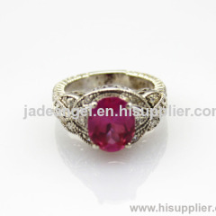 925 Sterling Silver Ring Oval Ruby Cubic Zircon Ring