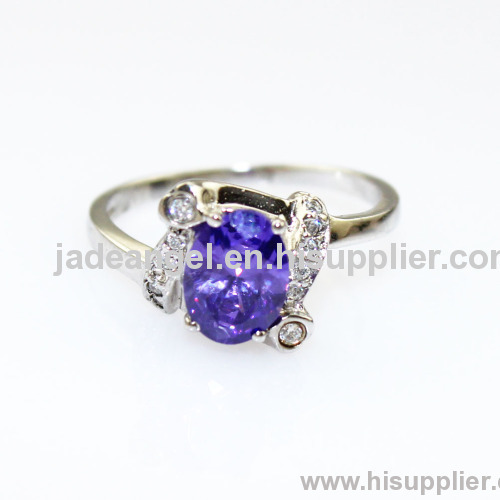 new style silver jewelry 925 sterling silver amethyst and clear cubic zircon ring