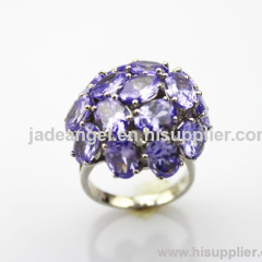 925 Silver jewelry amethyst cubic zircon ring