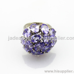 925 Silver jewelry amethyst cubic zircon ring