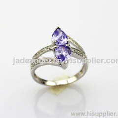 925 Silver Ring Cut Amethyst Cut Rhinestone, Engagement Ring