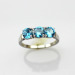 White Gold Plated Solid Silver Three Created Blue Topaz Ring