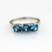 White Gold Plated Solid Silver Three Created Blue Topaz Ring