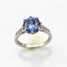 Fashion 925 Silver Ring with 8mm Round Cut Tanzanite Cubic Zircon and Rhinestone