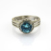 Fashion Jewelry 925 Silver Ring with 7mm Round Cut Blue Topaz and Clear Cubic Zircon